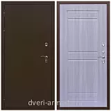 Уличные двери для коттеджа, Дверь входная в деревянный дом Армада Термо Молоток коричневый/ ФЛ-242 Сандал белый недорого простая в тамбур