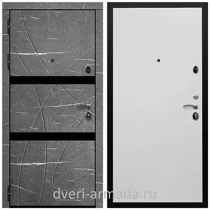 Дверь входная Армада Престиж Черная шагрень МДФ 16 мм Торос графит / Гладкая белый матовый
